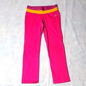 Nike Large Pink Dri Fit Legging Running Crop Pant Gym Yoga Pilates Orang…